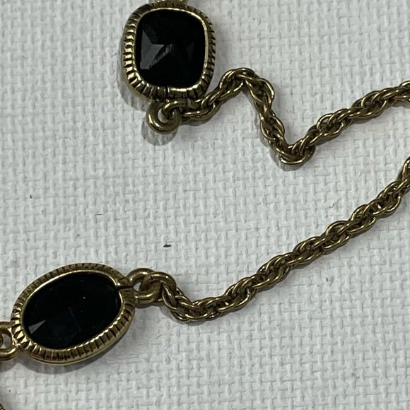 Monet Gold Tone Necklace with Black Fauceted Beads - Picture 6 of 7